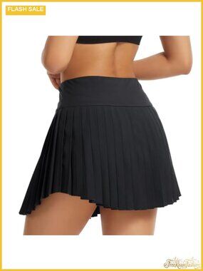 Pleated Tennis Skort with Pockets Golf Pickleball Skirt